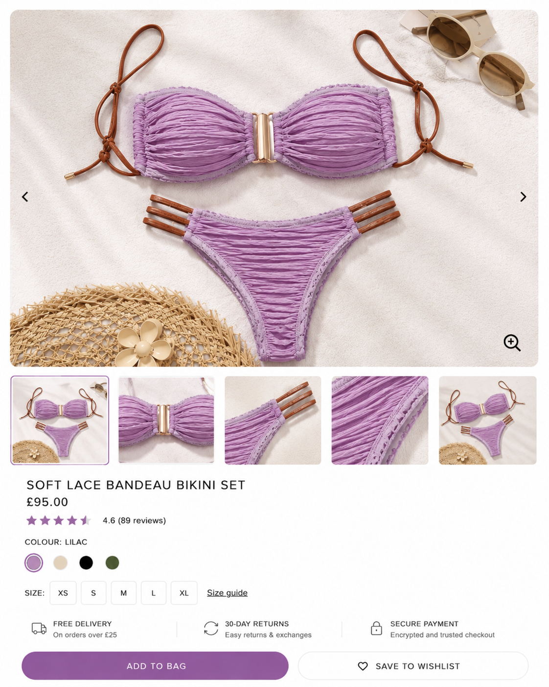Soft Lace Bandeau Bikini Set product page